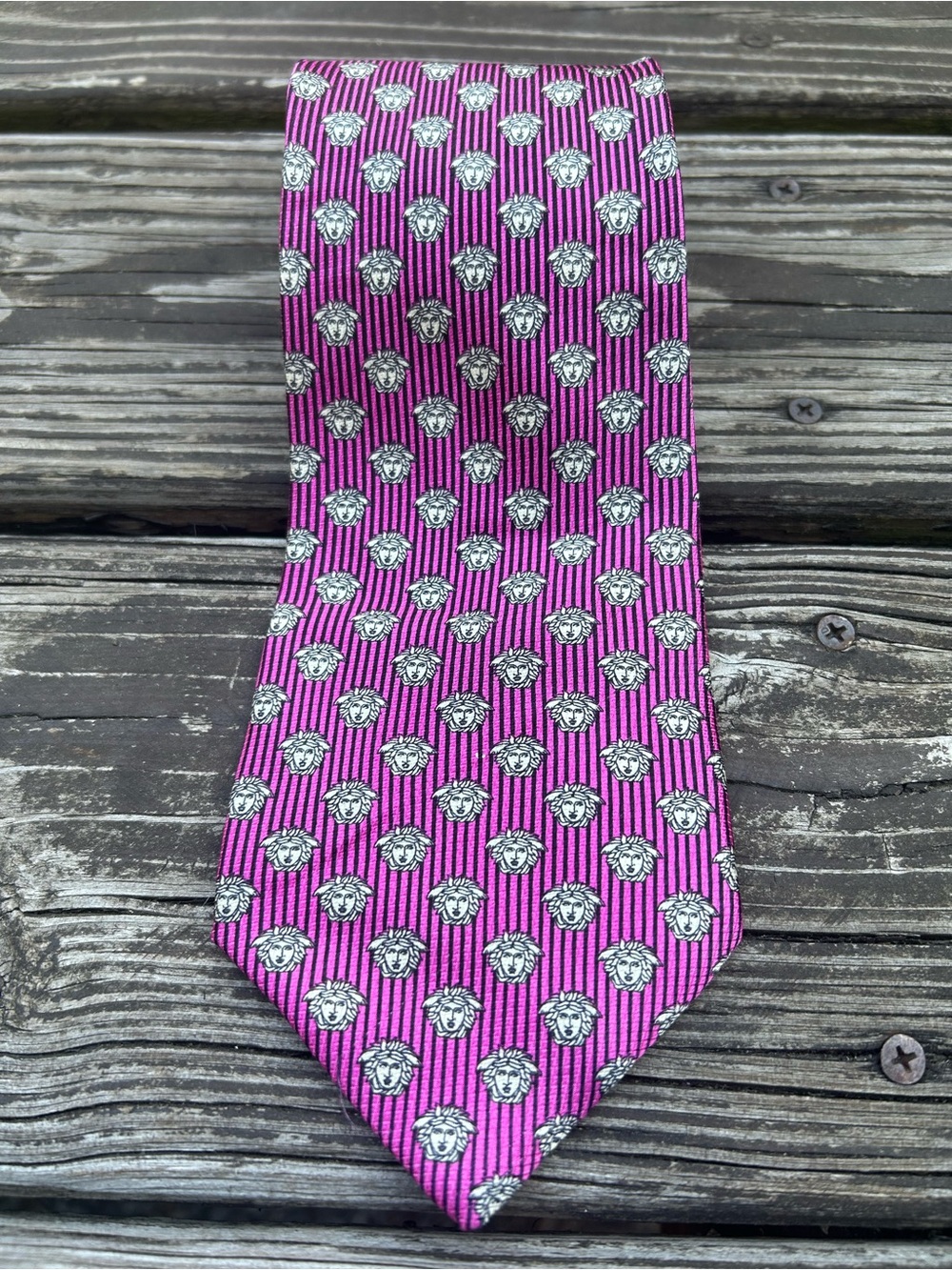 Vintage Gianni Versace Medusa Head Print Silk Tie